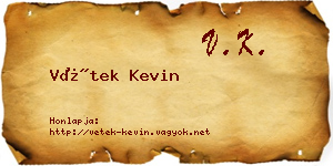 Vétek Kevin névjegykártya